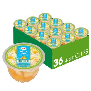 Dole Fruit Bowls Mixed Fruit in 100% Juice Snacks, 4oz 36 Total Cups, Gluten & Dairy Free, Bulk Lunch Snacks for Kids & Adults BBD NOV 26