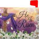 Kawani Happy Easter Purple Mailbox Covers Magnetic Spring Lilies Floral Mailbox Cover Standard Size 18 X 21 Inch Easter He is Risen Wrap Post Letter Box Decorative for Outdoor Home Garden Yard
