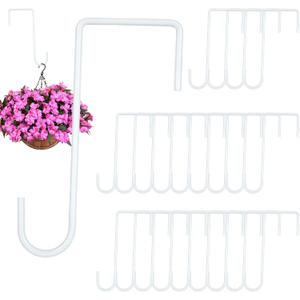 24PCS Vinyl Fence Hooks, 2 x 6 Inches White Powder Coated Fence Hangers Metal Patio Hooks for Hanging Plants & Planters, Lights, Pool Equipment, Bird Feeder (White, 3 x 8 Inch)