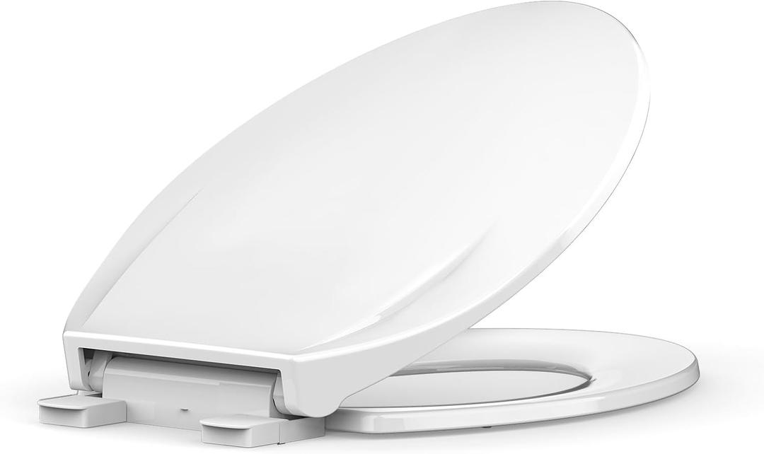 Toilet Seat, Elongated Toilet Seat with Slow Close, Easy Clean, Easy Installation & Release (White)