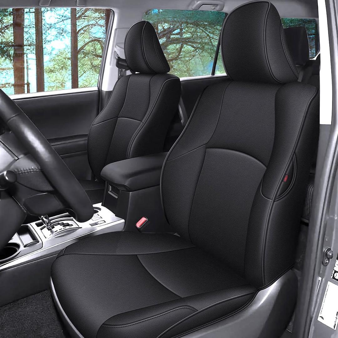 AOMSAZTO Custom Seat Covers for Toyota 4runner: 7 Seats 2010 2011 2012 2013 2014 2015 2016 2017 2018 2019 2020 2021 2022 2023 2024 Leather Car Seats Cover Full Set Black for 4 Runner 7 Seaters