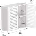 HITNET White Bathroom Cabinet Over Toilet, Bamboo Hanging Medicine Cabinet, Wall-Mounted Storage Organizer, Kitchen Cupboard with Double Doors and Adjustable Shelf