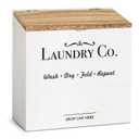 Magnetic Lint Bin for Laundry Room - Dryer Lint Bin with Lid - Wooden Lint Holder, Magnetic Lint Trash Can, Rustic Lint Box - Modern Farmhouse Laundry Room Decor, White