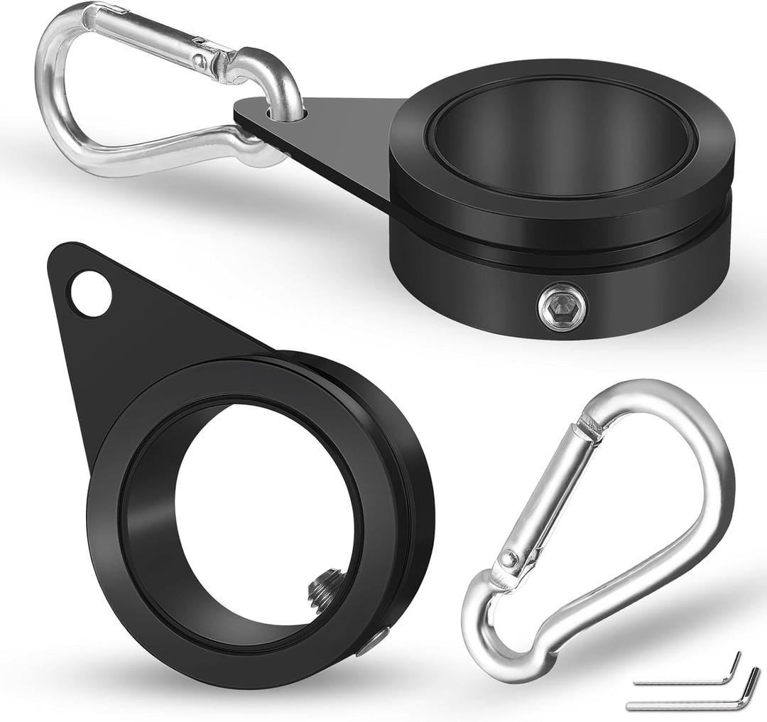 Anovo 1.25" Flag Pole Rings, Flagpole Rings Aluminum Alloy 360 Rotating Anti Wrap Flag Mounting Spinning Ring Clips for 1.02-1.25 Inch Diameter Flagpole (1.25 Inch -Pack of 2, Black)