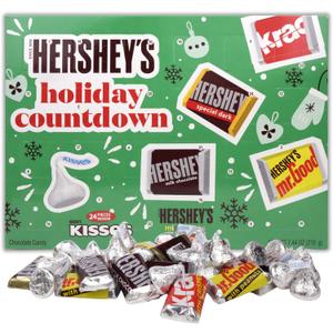 Hershey's Holiday Countdown, Milk Chocolate Kisses and Miniatures Candy Bars Inside, Christmas Advent Calendar Activity, 7.44 Ounces