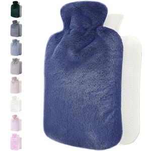 Qomfor Hot Water Bottle with Soft Cover - 1.8L Large - Classic Hot Water Bag for Pain Relief, Neck and Shoulders, Feet Warmer, Menstrual Cramps, Hot and Cold Therapy - Great Gift for Women - Lila