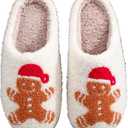 Christmas Slippers Reindeer Slippers for Women and Men Holiday Halloween Slippers Indoor Bedroom Fluffy Warm Fleece Slippers Winter Soft Cozy Home Non-Slip Soft Plush Slip-on Wool Lined House Shoes (White)