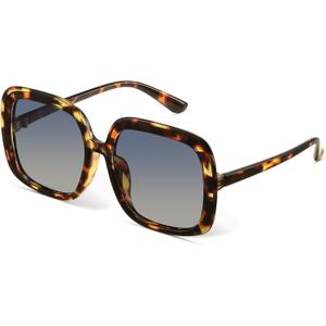 miyya Oversized Polarized Sunglasses Women, Trendy Retro Sun Glasses for Women 2025, Oversized Shades (Tortoise/Blue)
