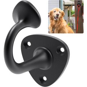 Dog Leash Holder for Wall, Heavy Duty Hook for Lead Management, Easy to Install, Fully Welded Hook for Indoor & Outdoor Use, Black