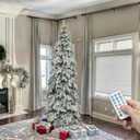 YITAHOME Pre-Lit Flocked Drooping Pencil Spruce Christmas Tree with Pine Cone, 7.5ft Natural Layered Spruce Christmas Tree w/Remote Control, 800 Branch Tips and 350 Lights for Home, Office Decoration