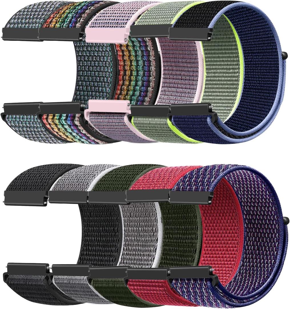 10 Packs Nylon Band Compatible with 16mm Watch Bands Quick Release Replacement Wristband for Women Men, Adjustable Sport Stretchy Braided Solo Loop Strap