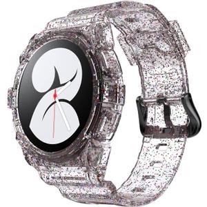 NotoCity for Galaxy Watch 4 Galaxy Watch 5/6 40mm Bands, Clear WatchBand with Protective Case Replacement Strap for Galaxy Watch 4 Watch 5 (40mm, star)