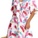 Dokotoo Womens Dresses 2026 Spring Summer Deep V Neck Elegant Cocktail Bow tie Mini Dress S-XL (Pink, L)