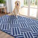 OLANLY Indoor Door Mat, 40x32 Inch, Dirt Resistant and Absorbent, Non-Slip Rubber Backing Floor Mats, Easy Clean Low-Profile Doormat for Entryway, Front Door, and Inside Entrance, Navy
