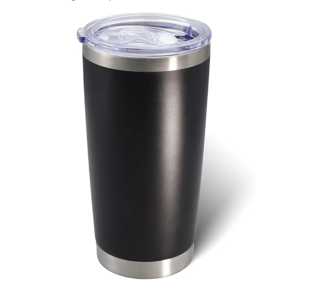 AIANJI 20oz Tumbler Bulk Stainless Steel Tumblers with Lid Vacuum Insulated Double Wall Travel Coffee Mug Powder Coated Tumbler Cup for Hot and Cold Drinks(Black, 2pack)