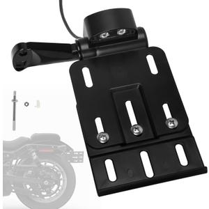 Motorcycle Rear Side License Plate Bracket Holder with LED Light for Harley Sportster XL883, XL1200, Dyna Low Rider FXDLS, Street Bob FXDB 2004-2020 Black
