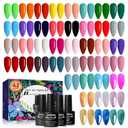 JEWHITENY 45PCS Gel Nail Polish Kit, 42 Colors 5ML Gel Polish Nude Gray Pink Blue Soak Off Glitter Nail Art Starter Kit Beauty Gifts Set for Women Girls Valentines Mother's Day Gift