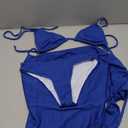 Women's 3 Piece Textured High Cut Halter Triangle Bikini Swimsuit with Cover Up, Size S