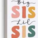 EVXID Nursery Big Sis Lil Sis Canvas Poster Painting Kids Room Wall Art, Sisters Twins Print Picture Artwork Framed Ready to Hang for Kids Play Room Wall Decor 12 x 15 inch