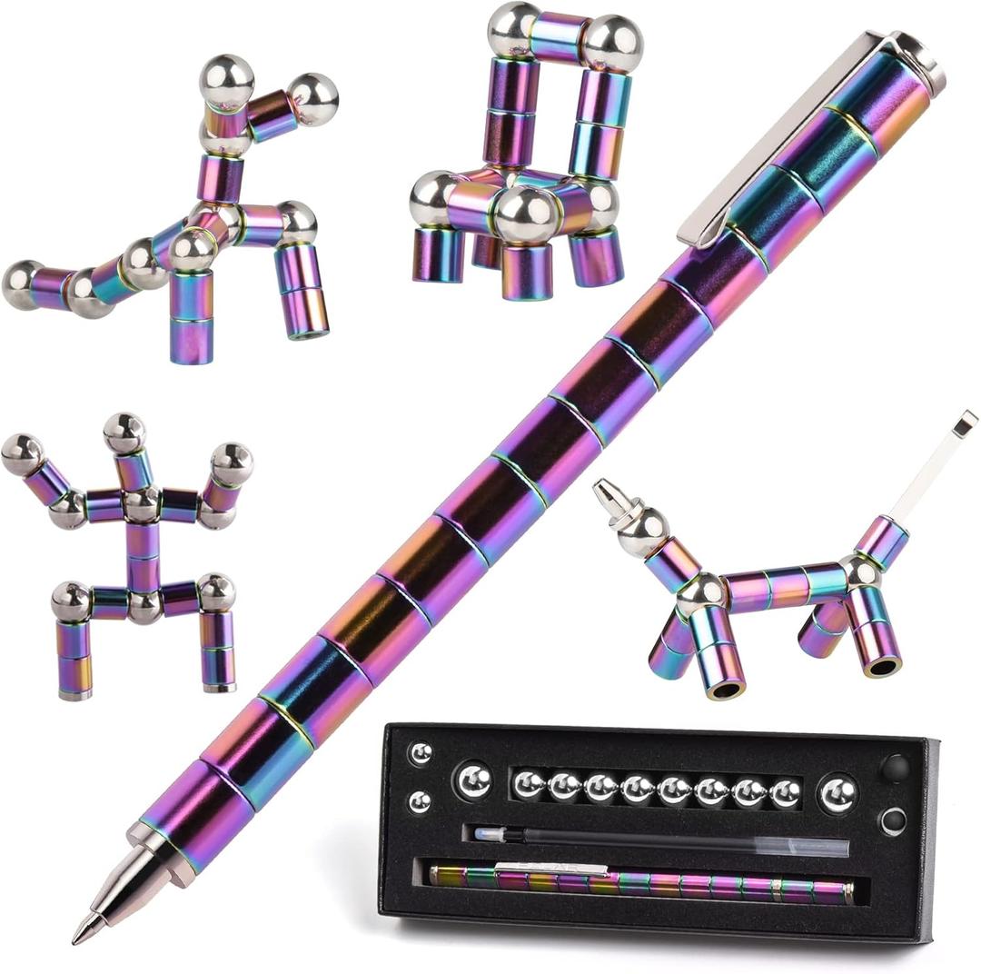 HKDGYHON Toy Pen, Decompression Magnetic Metal Pen, Multifunction Writing Magnet Ballpoint Pen, Gift for Kids or Friends (Colorful)