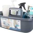 JiatuA Large Cleaning Supplies Caddy Portable Shower Basket Supply Organizer with Handle Plastic Bucket Tool Storage for Bathroom, Bedroom, Kitchen, College Dorm, Garden, Dark Gray