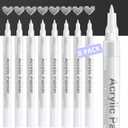 Rotulador acrlico de pintura blanca: paquete de 8 marcadores de pintura blanca de 0.028 in para metal, arte, madera, papel negro, plstico, cermica, metal, pintura de roca, dibujo, punta extrafina, ideal para artistas y estudiantes (Blanco)