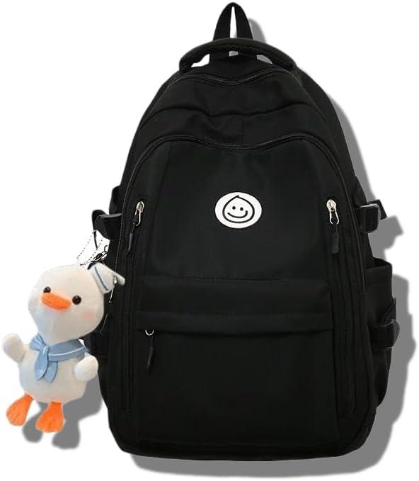 Teclado Kawaii Backpack with Cute Accessories Lightweight Bookbags Laptop Bag Waterproof Casual Travel Daypacks (Black)