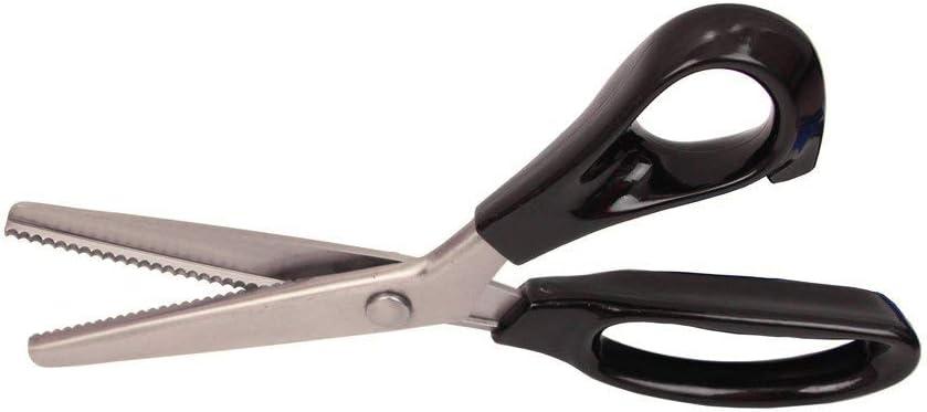 Fabric Pinking Shears Craft ScissorsSerrated Scalloped stainless Steel Handled Professional Sewing black Scissors, Scissors for Leather, Tailoring, Paper Crafts Hand shears etc. (Scalloped3mm)