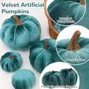 12pcs Artificial Velvet Faux Pumpkins Halloween Handmade Crafts Fabric Foam Fall Harvest Table Centerpiece Party Thanksgiving Decorative Teal