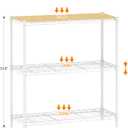 Homeiju 3-Tier Storage Rack, 29.8" Wide Heavy Duty Metal Shelving Unit, Top Tier with Removable Wood Board, 200 lbs Capacity per Shelf, for Pantry, Bathroom, Garage, Entryway, Plant Stand