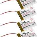 MakerFocus 4pcs 3.7V 1100mAh Lithium Rechargeable Battery 1S 1C LiPo Battery with Protection Board, Insulated Rubber Tape and Micro JST 1.25 Plug for Arduino ESP32 Development Board