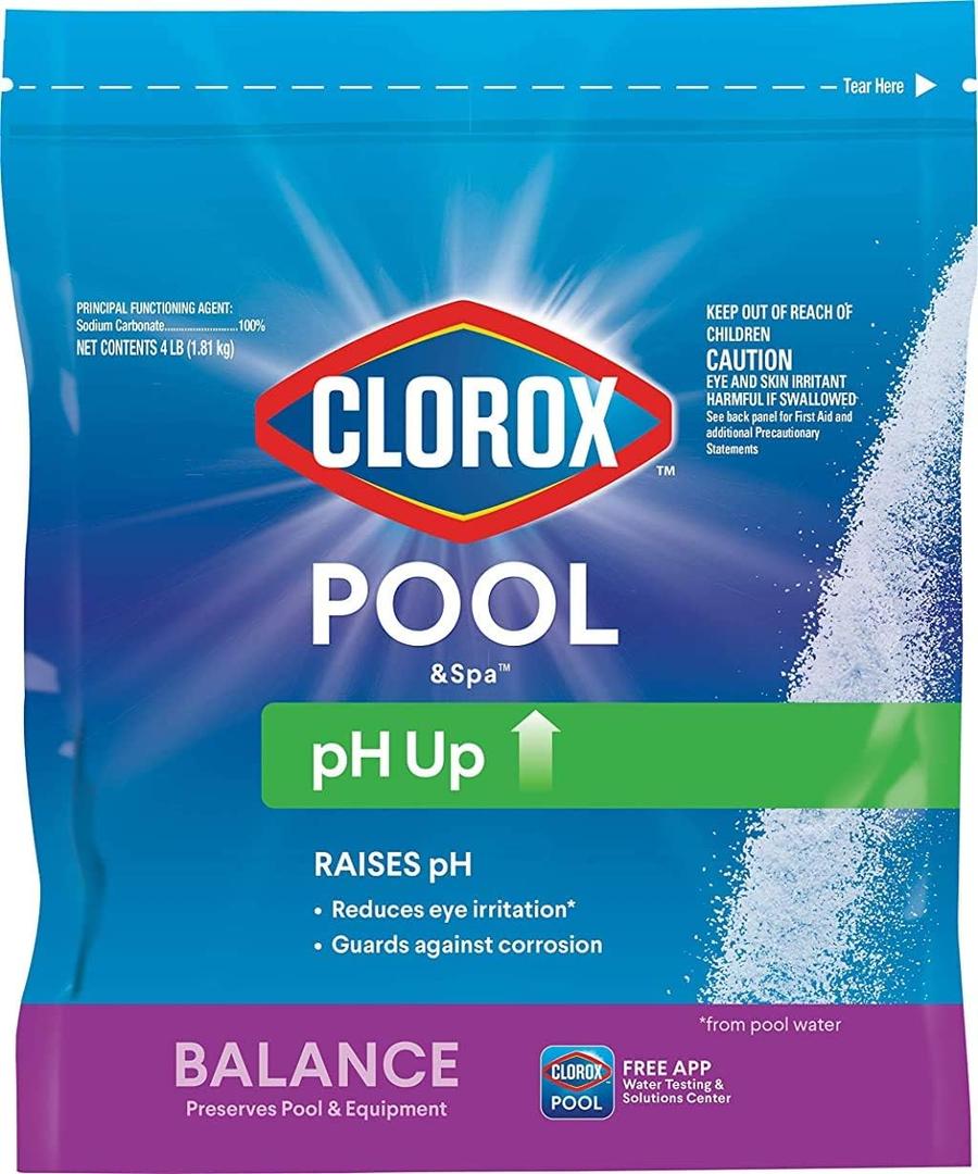 Clorox Pool&Spa Swimming Pool pH Up, Raises pH, Protects Against Eye and Skin Irritation, 4LB (Pack of 1)