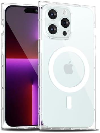 LoeoeL for iPhone 13 Pro Clear Case Rectangle Edge, Magnetic Comaptible with Magsafe Phone Case for Women, Slim Thin Transparent Girly Cute Designer, Trendy Aesthetic Design Silicone Cover