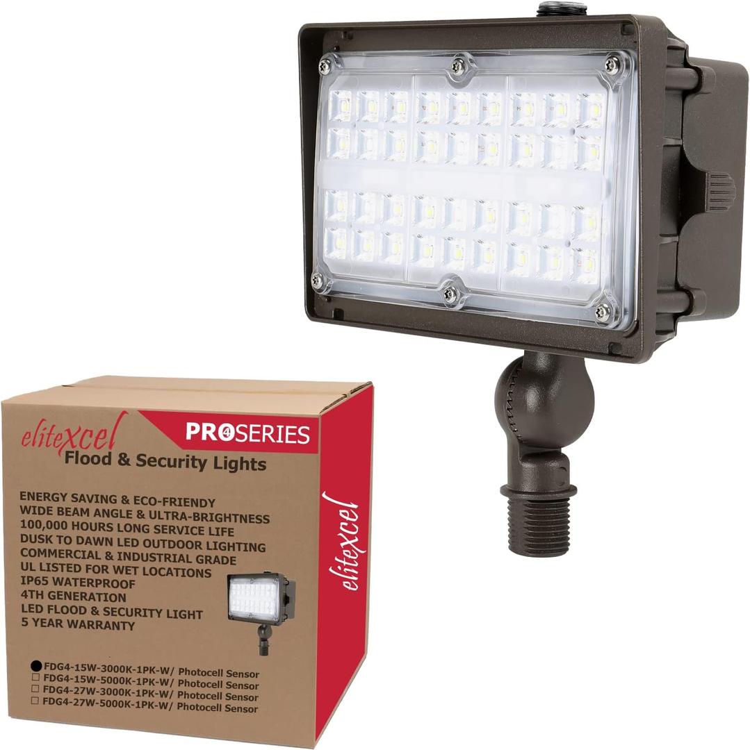 LED Flood Light Outdoor, Gen4 15W Industrial Flood Lights, 1950LM 3000K Daylight 50W MH Equal Spotlight, 120-277V UL Listed Garage Patio Yard Security Landscape Lighting, 5 Year Warranty