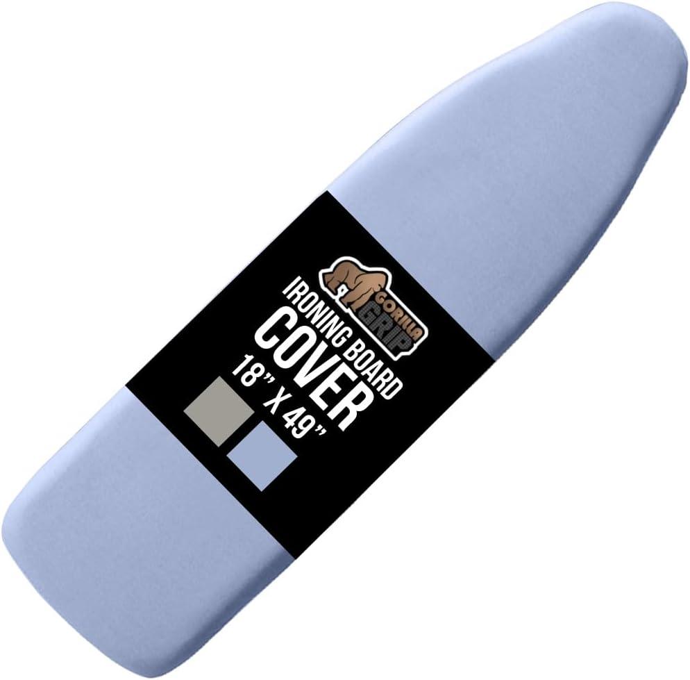GORILLA GRIP The Original Ironing Board Cover and Pad, Silicone Coating, 400F Scorch Resistant Thick Padding, Heavy Duty Iron Covers Standard Boards, Hook and Loop Fastener Strap, Blue 18x49