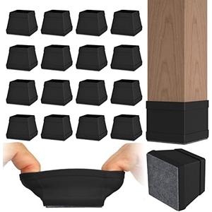 Uukyttrium 8 pcs Square Silicone Chair Leg Floor Protectors.(1-1/2" Black Large).