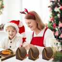 CIEOVO 50Pcs Christmas Gingerbread House Kit, Cardboard House-Shaped Cookie Gift Boxes with Ropes for DIY Crafts Holiday Party Favors Bulk Supplies (Dark brown)