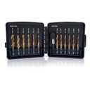 Combination Drill & Tap Bit Set, 6 pc SAE (6-32NC ~ 1/4-20NC) and 6 pc Metric (M3 ~ M10) Titanium Coated Drill Bits Kit for Drilling Screw Threads Tapping Countersinking, with Quick Change Adapter