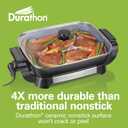 Hamilton Beach Electric Skillet with PFAS-Free Durathon Ceramic Coating, Removable 12x15 Pan, Adjustable Temperature, Reversible Design, Tempered Glass Lid, Black Nonstick Surface (38531)