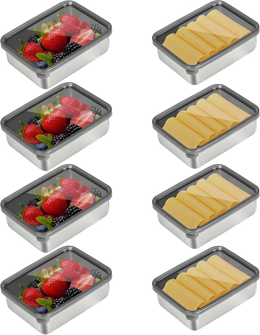 Cheese Container for Refrigerator,Fridge Storage Container,Deli Container with Lid,Bacon Container for Fridge,Bacon holder for Refrigerator,304SS Food Storage Container