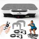 Vibration Plate Exercise Machine, 8000 Vibrations/min Adjustable Fitness Platform, 400 Lbs Capacity Whole Body Workout Extra Large Size Platform with Bluetooth for Weight Loss, Women & Men (Gray & White)