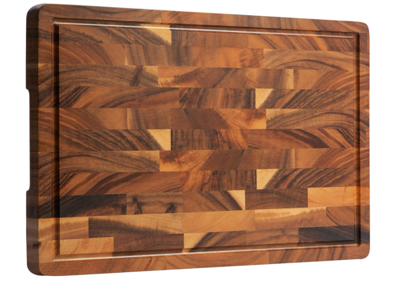 FYCTIO Walnut Wood Cutting Board End Grain Wooden Cutting Boards for Kitchen Chopping Block with Deep Juice Groove, Inners Handles, Gift Box