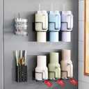 Magnetic Cup Holder for Fridge, Aufworld Tumbler Organizer Fits 20/30/40 oz Stanley Cups, Accessory Storage with Lid & Straw Holder, Space-Saving Storage Rack for Kitchen Fridge (Black-Cup Holder Set)