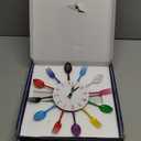 Timelike Kitchen Wall Clock, 3D Removable Modern Creative Cutlery Kitchen Spoon Fork Wall Clock Mirror Wall Decal Wall Sticker Room Home Decoration (Colorful)