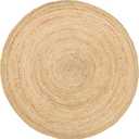 HOMEMONDE Handwoven Jute Area Rug - 4 feet Round Natural Yarn Loom Braided Rug - Eco-Friendly Boho Farmhouse Reversible Design for Bedroom, Living Room, and Kitchen (Natural)