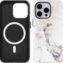 Compatible with iPhone 15 Pro Max Case [Compatible with MagSafe] -Shockproof Protective Slim Soft TPU Cover Phone Case 6.7" (White Golden Marble)