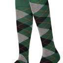 Mysocks Unisex Knee High Long Socks Argyle (4-7, Green Ash Black Orange)