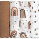 GLLQUEN BABY Receiving Blanket Boy Cotton Muslin Swaddle Blankets Girl Newborn Squares Breathable & Soft Thin Baby Blankets Cloths Double Absorbent Infant Swaddling Wrap - 6 Pack (Rainbow)