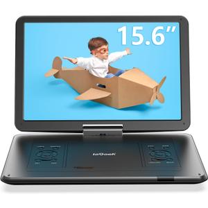 ieGeek 17.5" Portable DVD Player with 15.6" Swivel HD Large Screen, 6 Hrs 5000mAH Rechargeable Battery, High Volume Speaker, Support USB/SD Card/Sync TV, Car Charger, Remote Control,No Region Restrict
