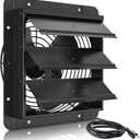 10 Inch Shutter Exhaust Fan, Aluminum Wall Mounted Exhaust Fan with Power Cord,844 CFM High Speed Automatic Louvered Vent Fan for Greenhouse, Factory,Shop,Garage, ETL Listed